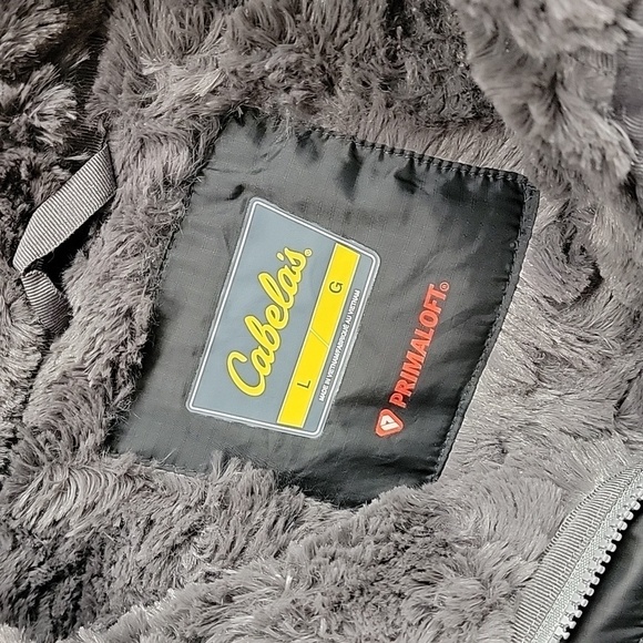 Cabela's Puffer Water Resistant Primaloft Faux Fur Lined Lightweight Size Large - Picture 10 of 15